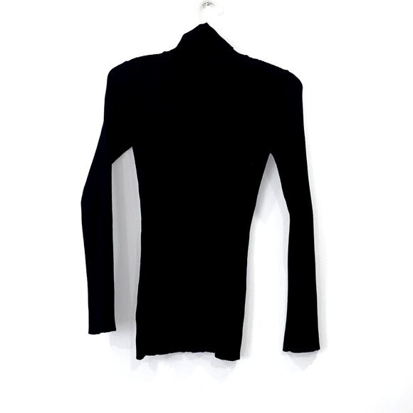 Grane Black Ribbed Turtleneck Sweater Long Sleeve Fitted Top Size L - Picture 4 of 8
